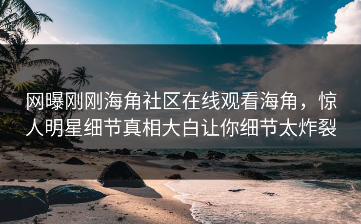 网曝刚刚海角社区在线观看海角，惊人明星细节真相大白让你细节太炸裂