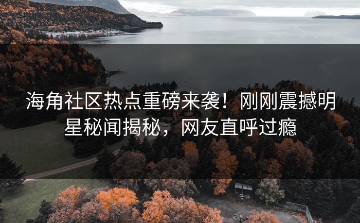 海角社区热点重磅来袭！刚刚震撼明星秘闻揭秘，网友直呼过瘾