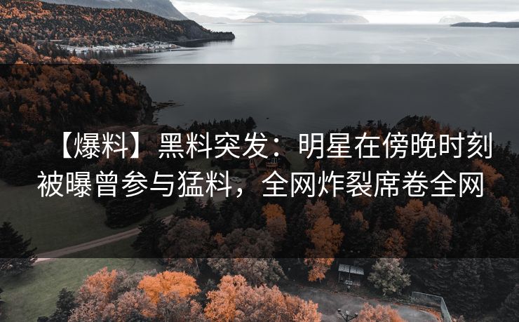 【爆料】黑料突发：明星在傍晚时刻被曝曾参与猛料，全网炸裂席卷全网