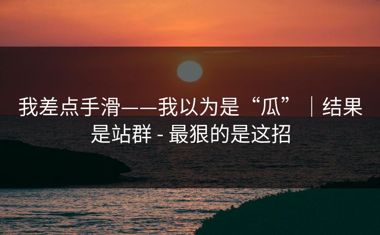 我差点手滑——我以为是“瓜”｜结果是站群 - 最狠的是这招